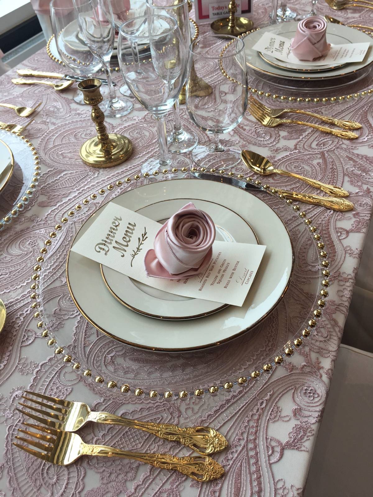 Blush Paisley Lace Over Solid Ivory
